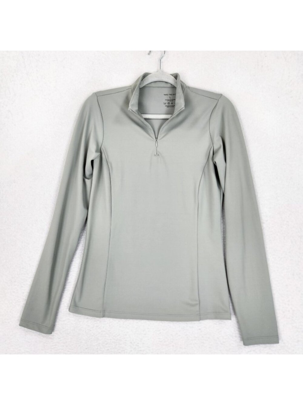 TKEQ The Shop Shirt Womens Large Green Quinn Lite 1/4 Zip Mock Neck Long Sleeve